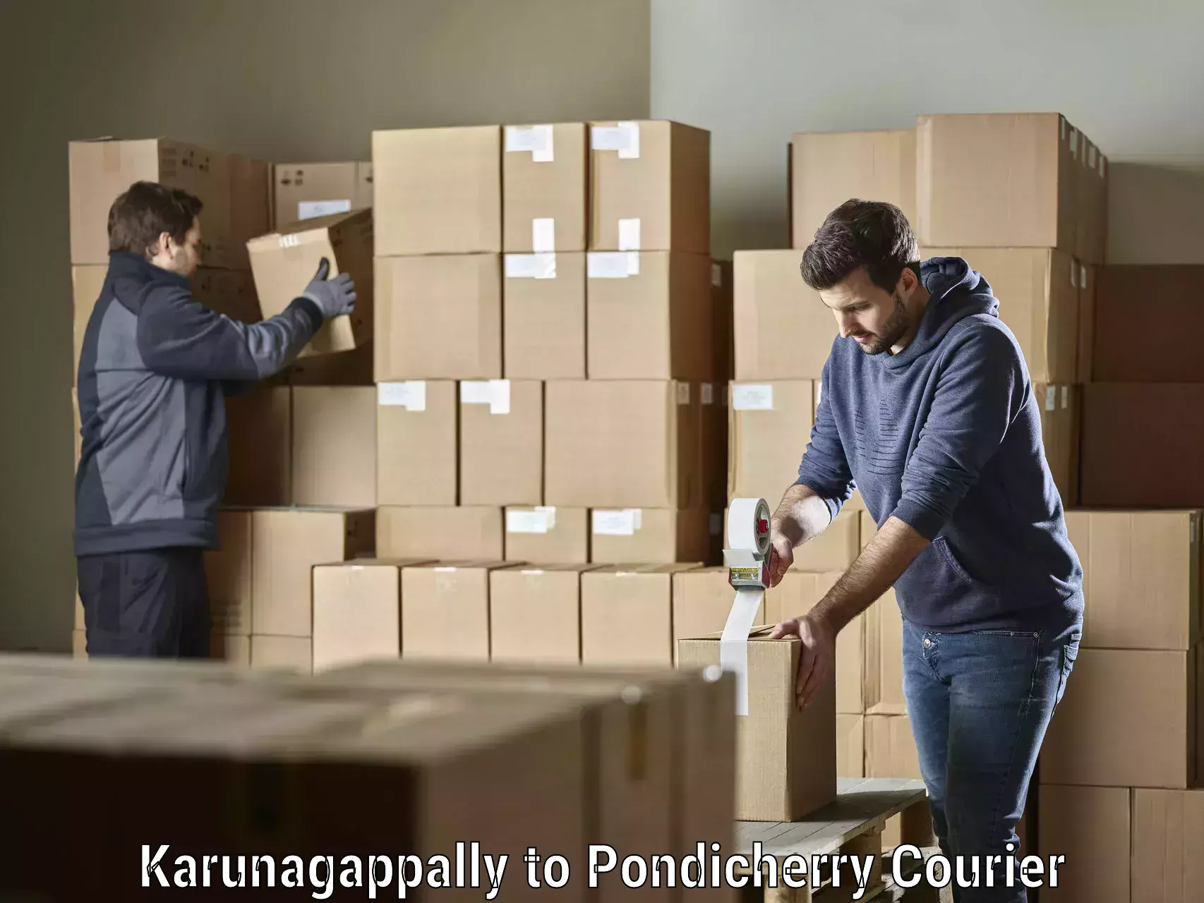 High-priority parcel service in Karunagappally to Pondicherry