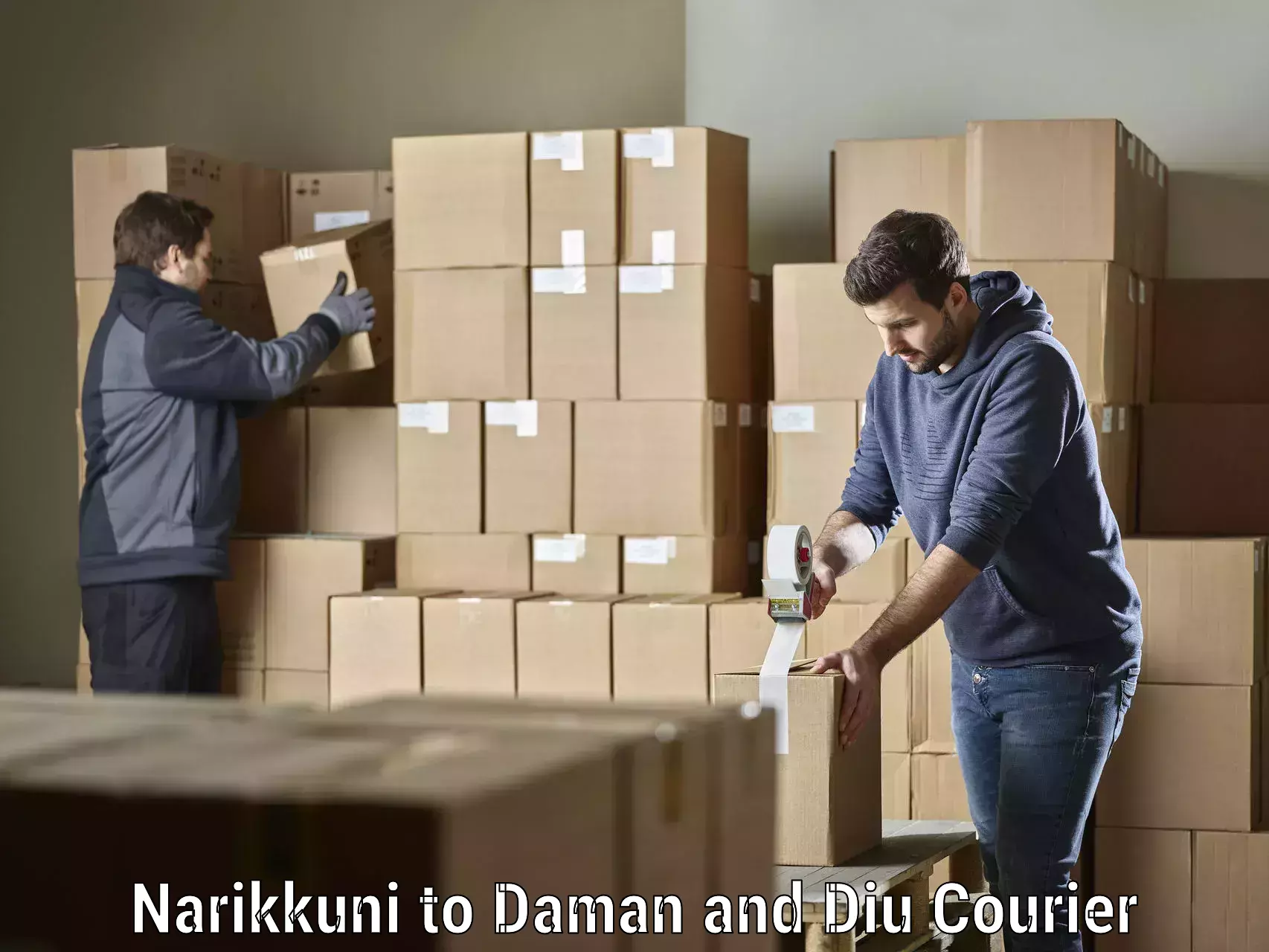 Easy access courier services Narikkuni to Daman and Diu