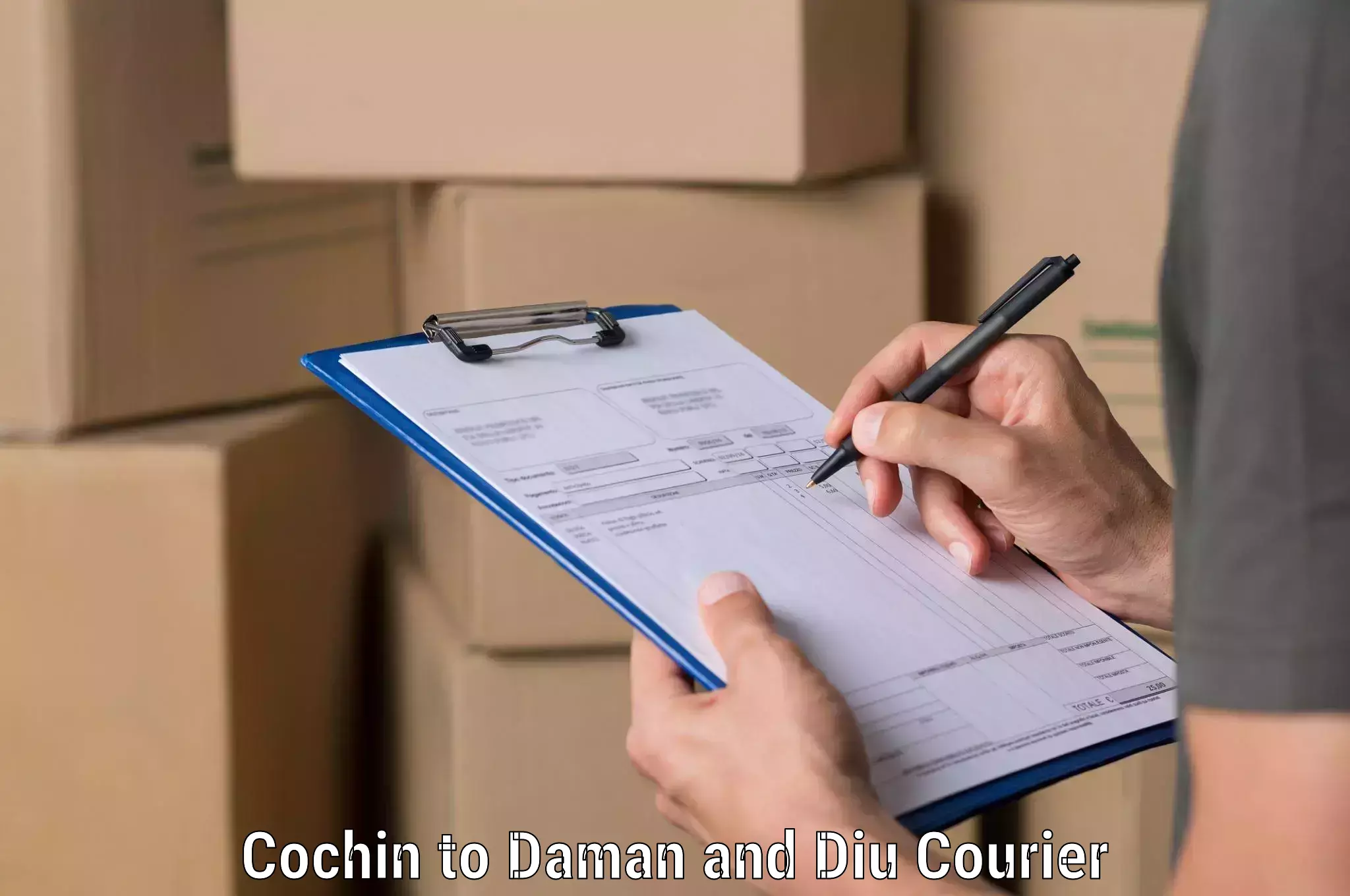 Discount courier rates Cochin to Daman and Diu