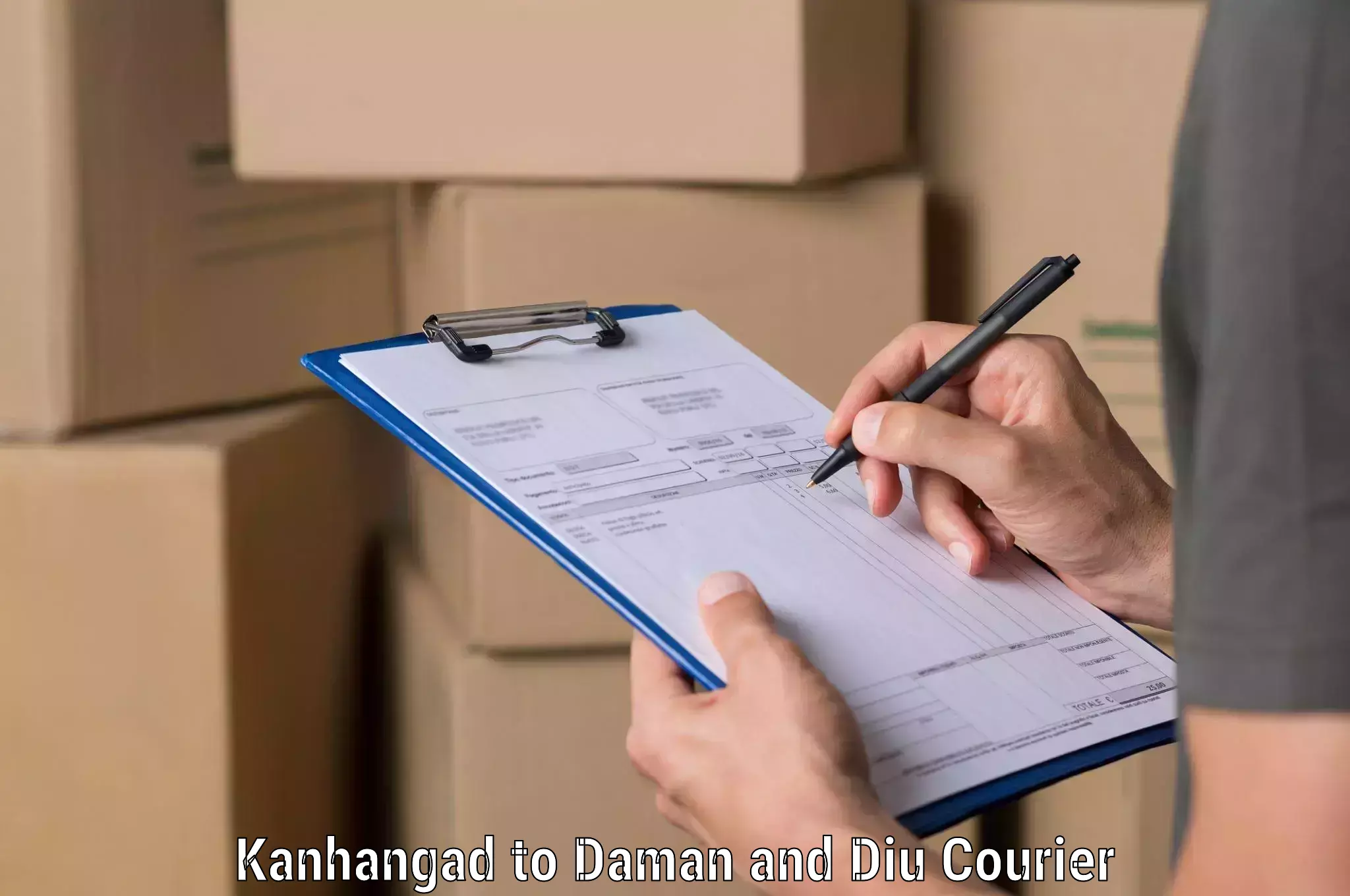 Multi-national courier services Kanhangad to Daman and Diu