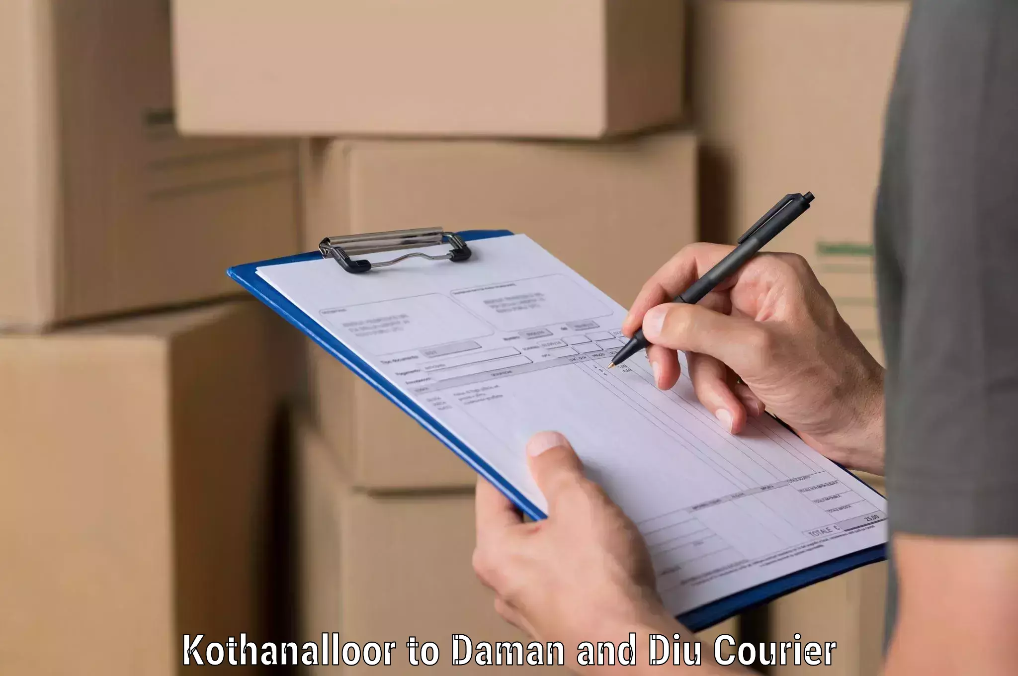 Courier service innovation Kothanalloor to Diu