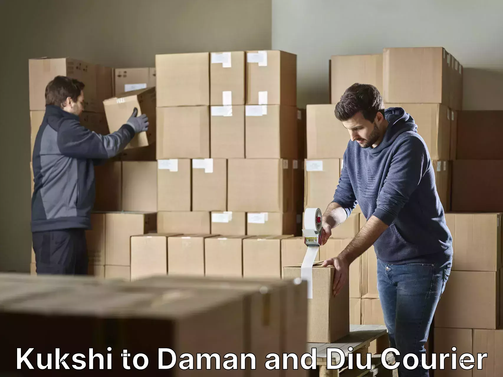 Professional goods transport Kukshi to Daman and Diu