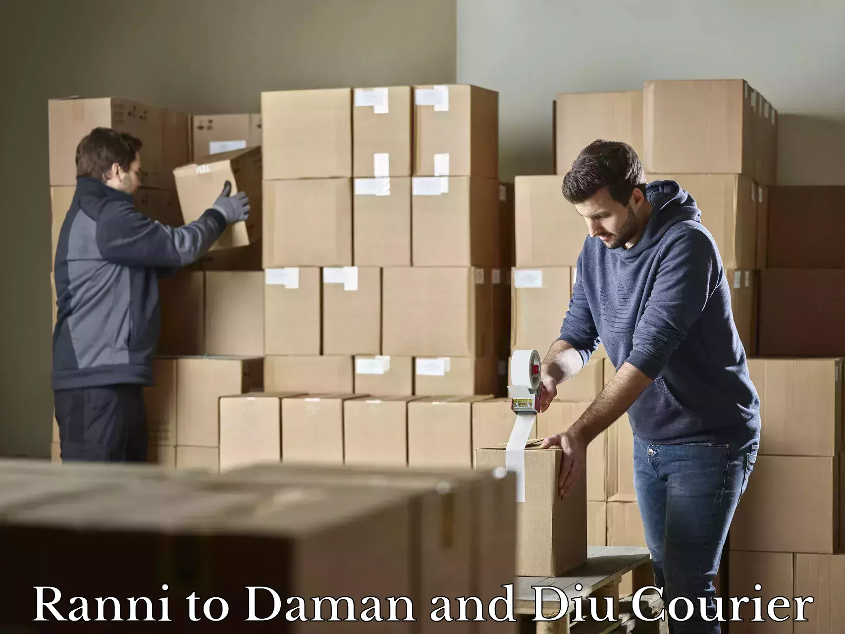 Custom luggage shipping Ranni to Daman and Diu