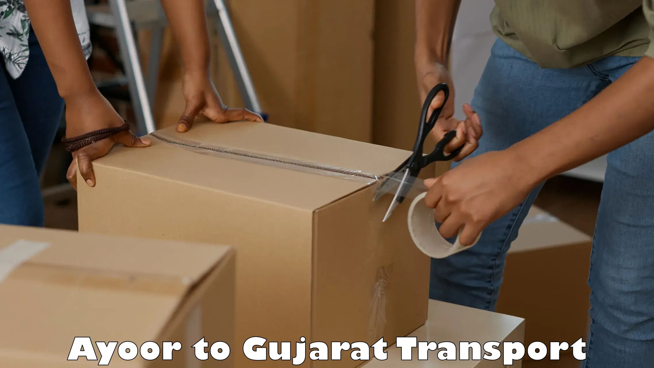 Two wheeler transport services Ayoor to Kalol Gujarat