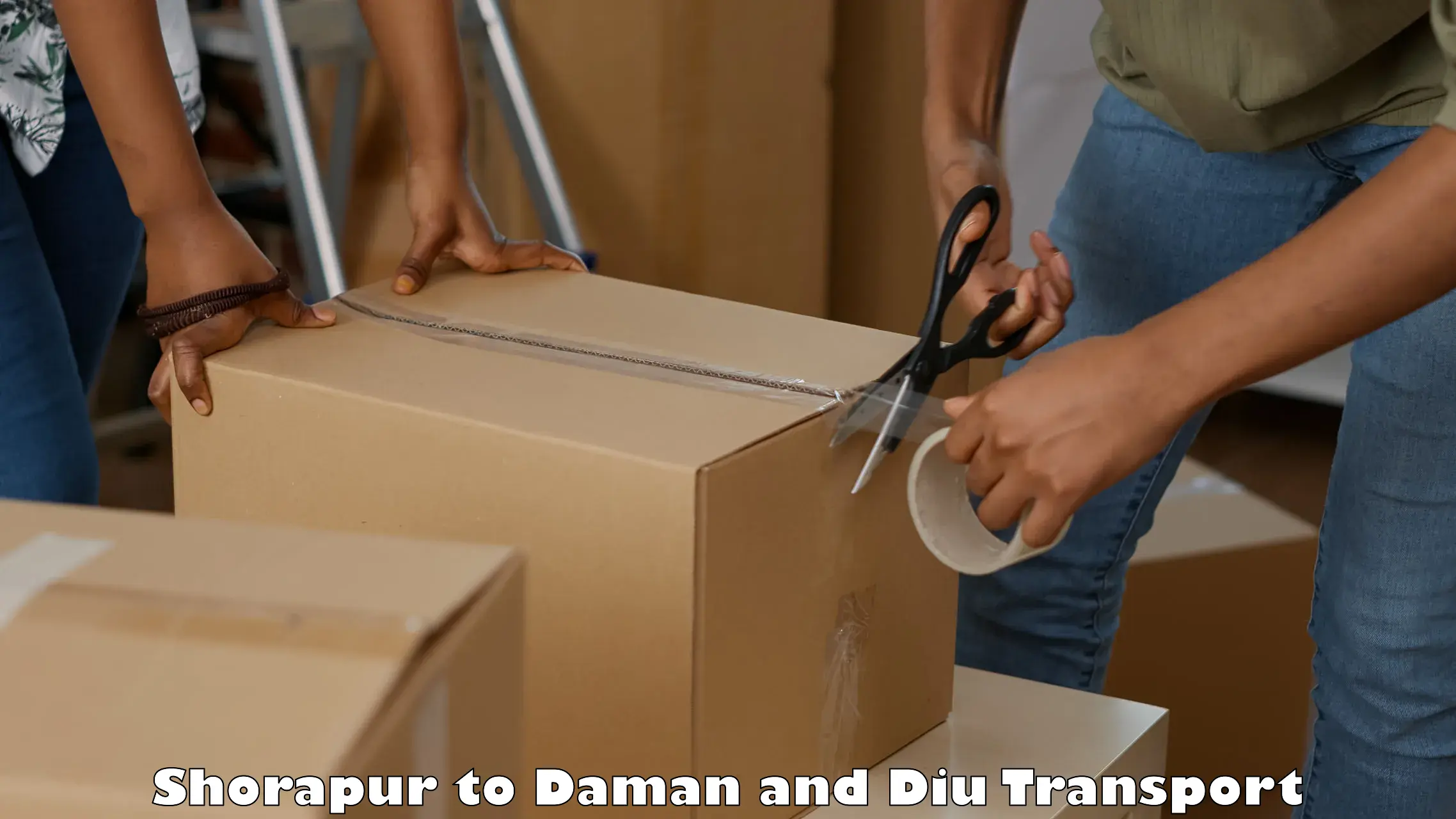Container transport service Shorapur to Daman