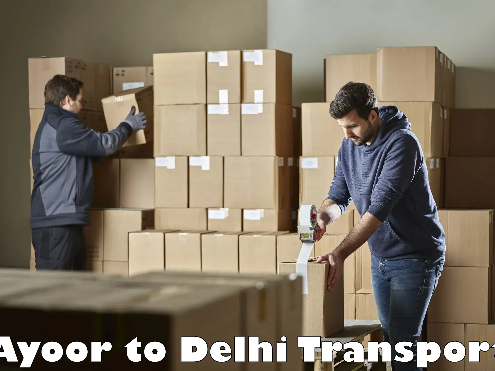 Nearest transport service in Ayoor to University of Delhi