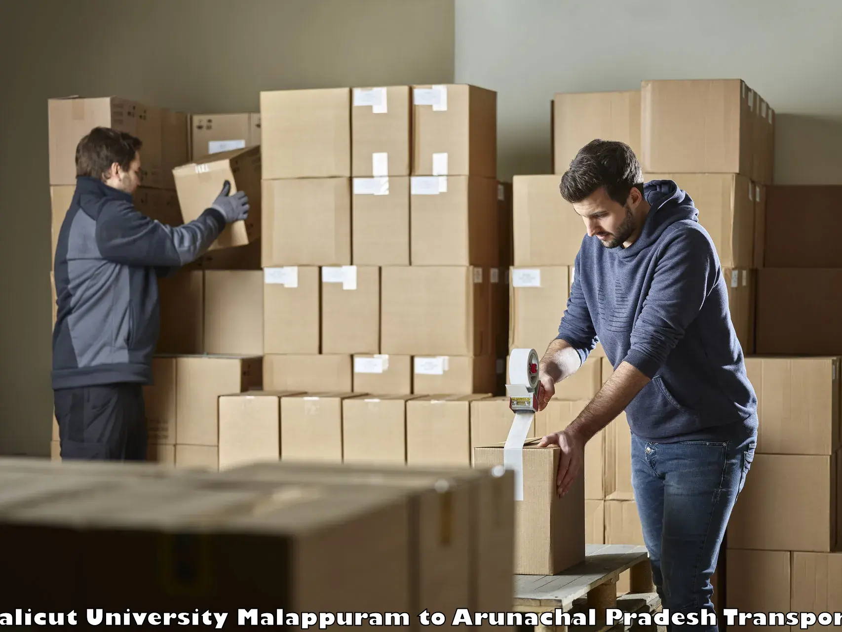 Lorry transport service Calicut University Malappuram to Nirjuli