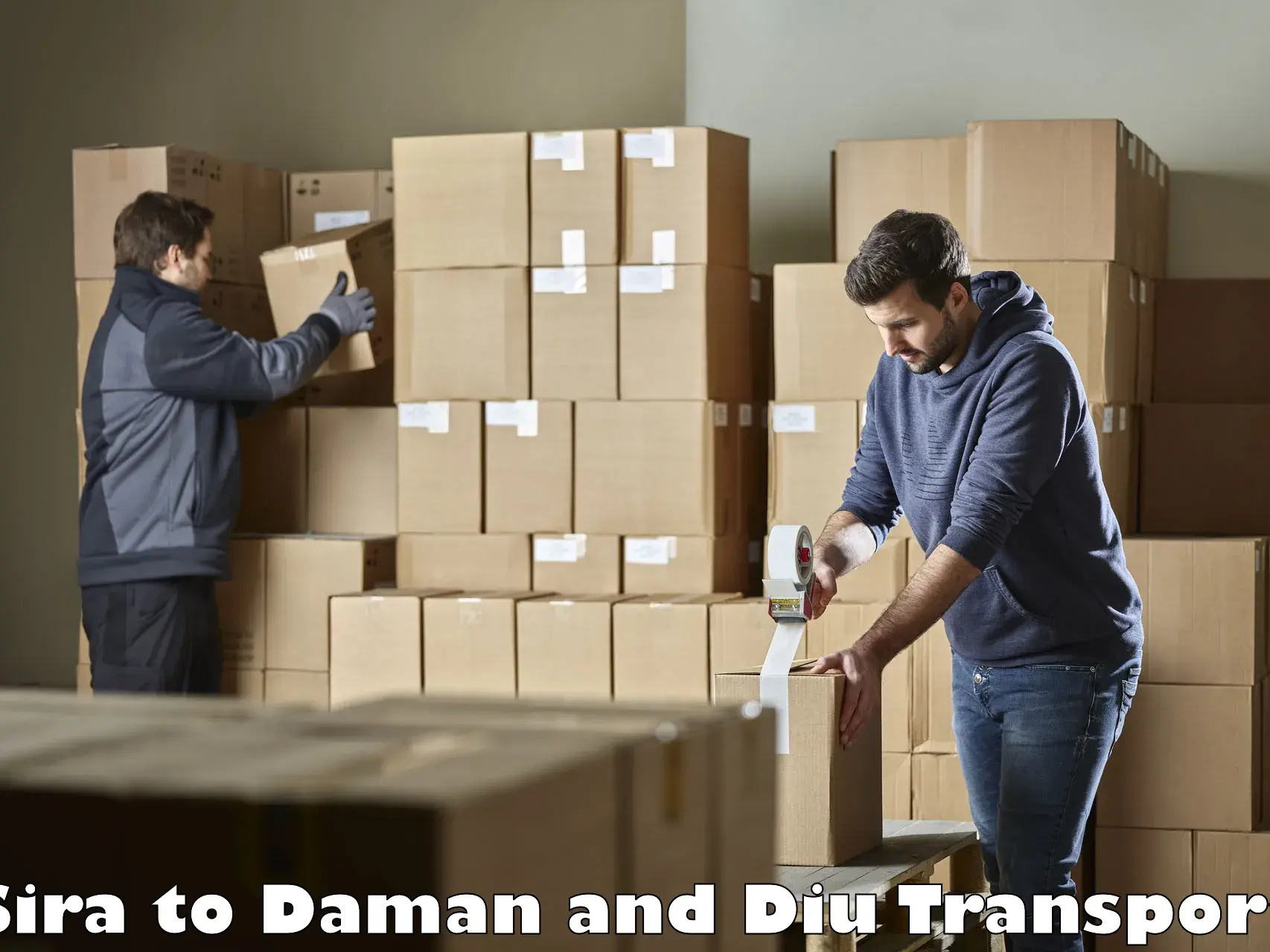 Vehicle parcel service Sira to Daman and Diu
